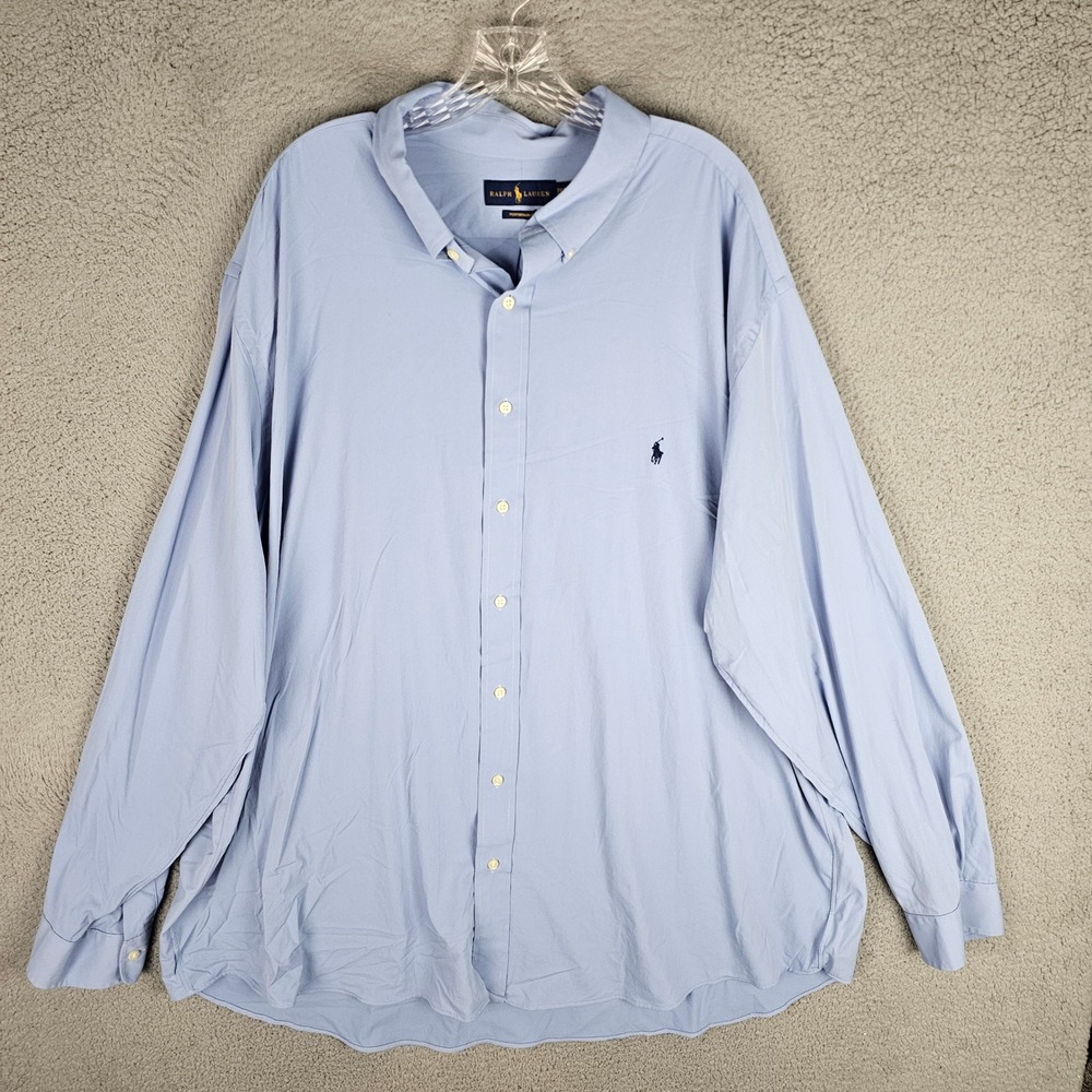 Ralph Lauren Button Down Mens 3XLT Blue Performance Long Sleeve Shirt Stretch